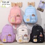 کوله پشتی وارداتی رنگ پاستیلی تدی با جامدادی FASHIONBAG
